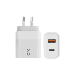 POWER ADAPTOR WALL ARC USB CHARGER GaN PD+QC 1* USB PORT/1*TYPEC 30W WHITE