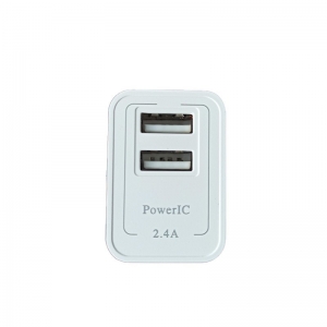 POWER ADAPTOR WALL IVON USB CHARGER 2 PORT 2.4A 12W WHITE