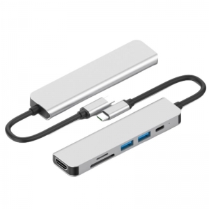 ADAPTOR TYPE C VCOM TO USB-C PD/USB3.0*2/SD&TF/HDMI DOCKING 6 IN 1