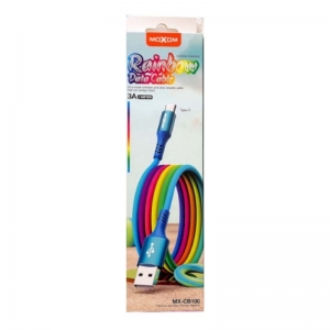 CABLE PHONE MOXOM DATA USB TO TYPE-C 3A RAINBOW CABLE 1000MM