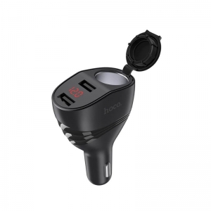 POWER ADAPTOR CAR CHARGER HOCO DUAL IN-CAR 2x3.1A LED DISPLAY 96WATTS BLACK
