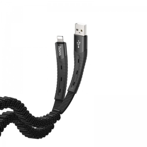 CABLE PHONE HOCO DATA USB TO LIGHTING(IPHN) USB 2.4A FLEXIBLE ELASTIC 1200MM BLA