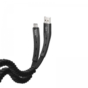 CABLE PHONE HOCO DATA USB TO TYPE-C 3.0A FLEXIBLE ELASTIC 1200MM BLACK