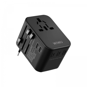 POWER ADAPTOR WALL WIWU 4 in 1 USB CHARGER *3PORT/TYPE-C/EURO/US/UK/US/AU PLUGS