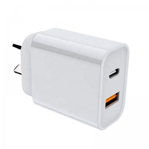 POWER ADAPTOR WALL ARC USB CHARGER 2 PORT QC3.0+TYPE-C 20W WHITE