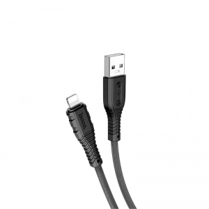 CABLE PHONE HOCO DATA USB TO LIGHTNING (IPHN) SILICONE 1000MM BLACK