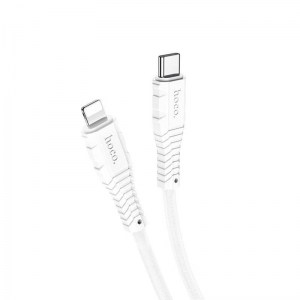 CABLE PHONE HOCO DATA TYPE-C TO LIGHTNING (IPHN) SILICONE 1000MM WHITE