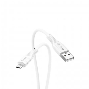 CABLE PHONE HOCO DATA USB TO MICRO USB 2.4A SILICONE 1000MM WHITE
